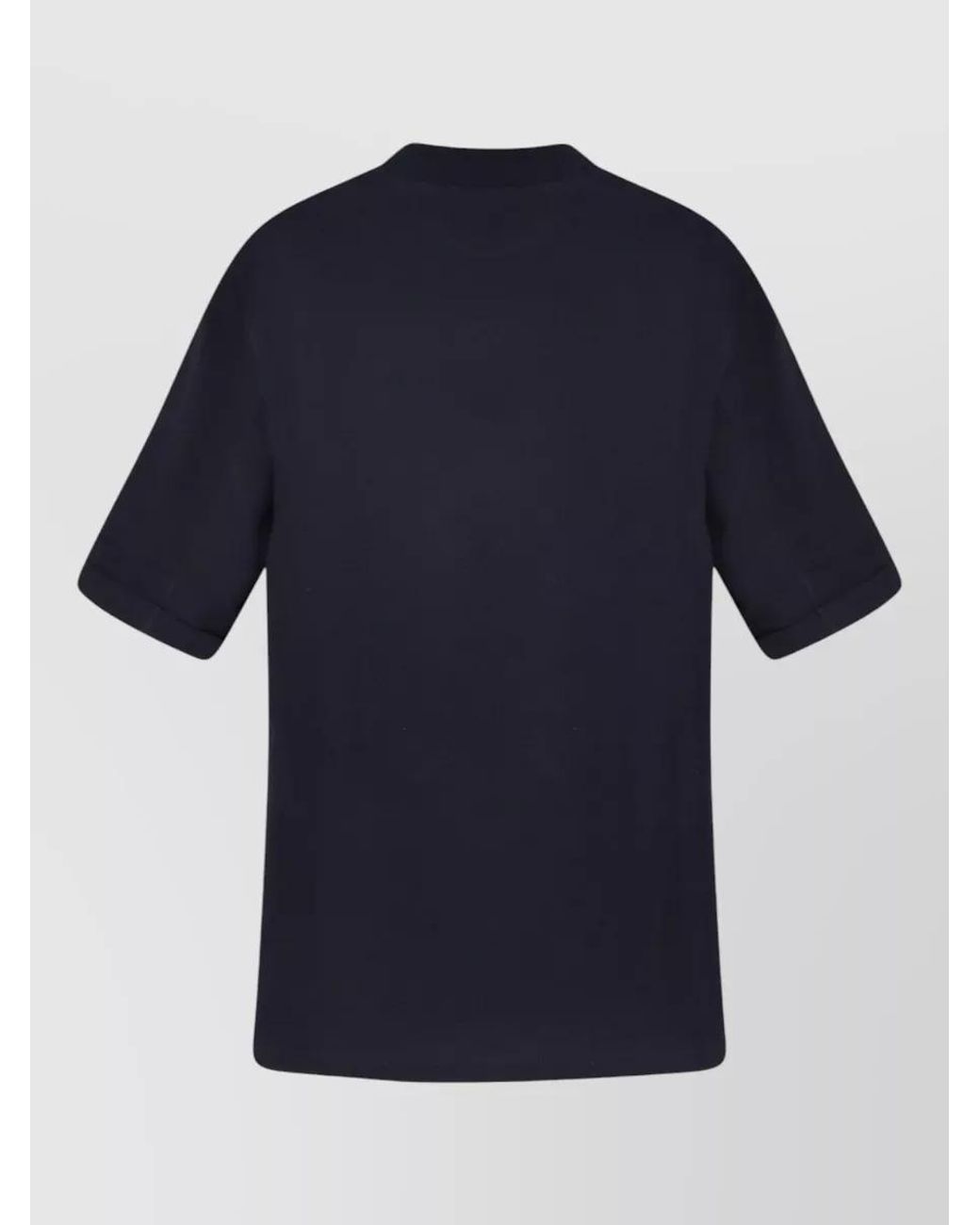 Brunello Cucinelli Blue Cotton Mock Neck Short-Sleeve T-Shirt for men