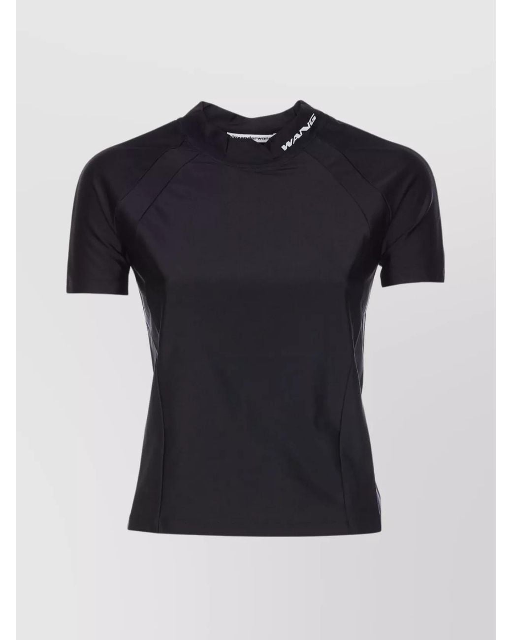 Alexander Wang Black Stretch Mock-Neck Logo Short-Sleeve T-Shirt