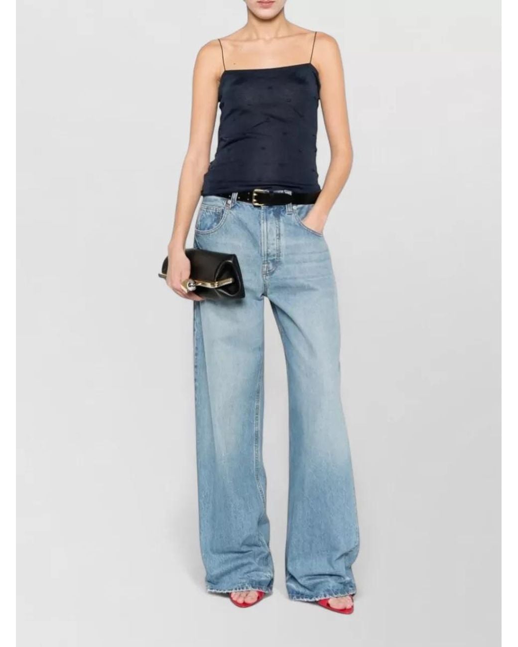 Jacquemus Blue Polka-Dot Spaghetti-Strap Tank Top