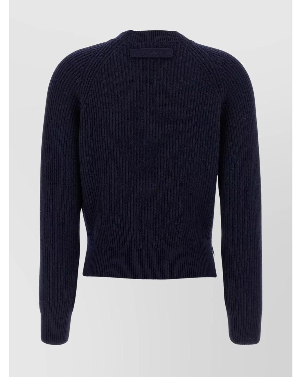 Victoria Beckham Blue Cashmere Wool Stepped Hem Cardigan