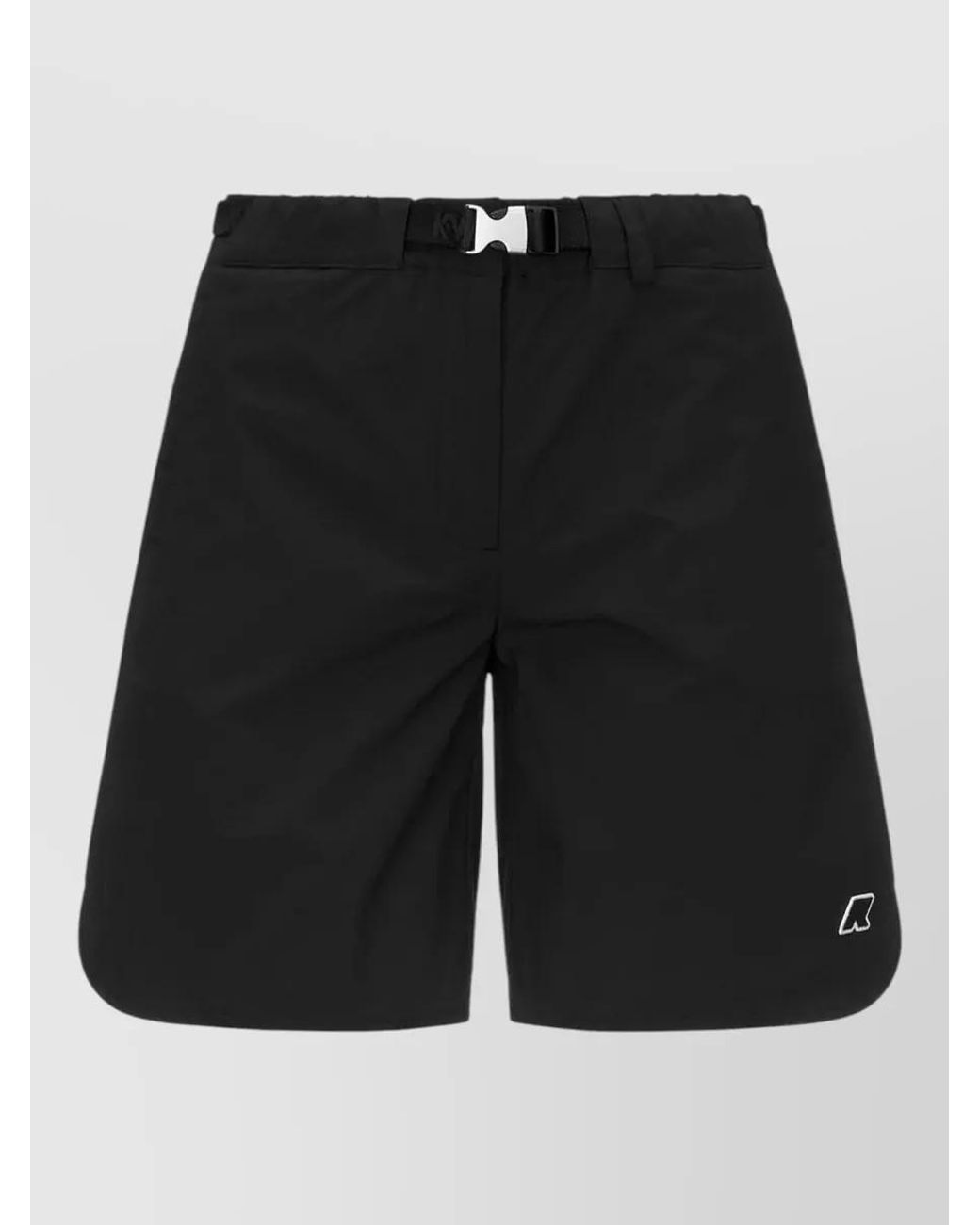 K-Way Black Logo-Waist Knee-Length Shorts