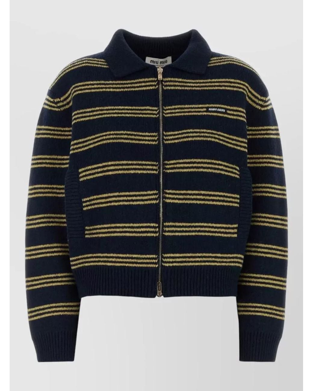 Miu Miu Blue Embroidered Wool Blend Jacket