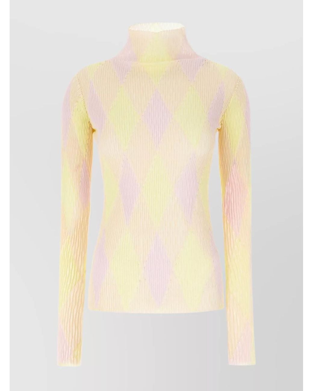 Burberry Yellow Silk Blend Checked T-Shirt
