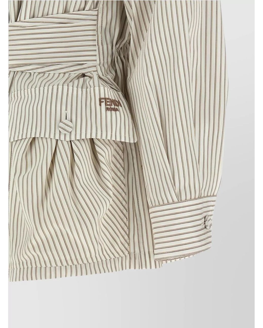 Fendi White Striped Cotton Silk Blouson Jacket