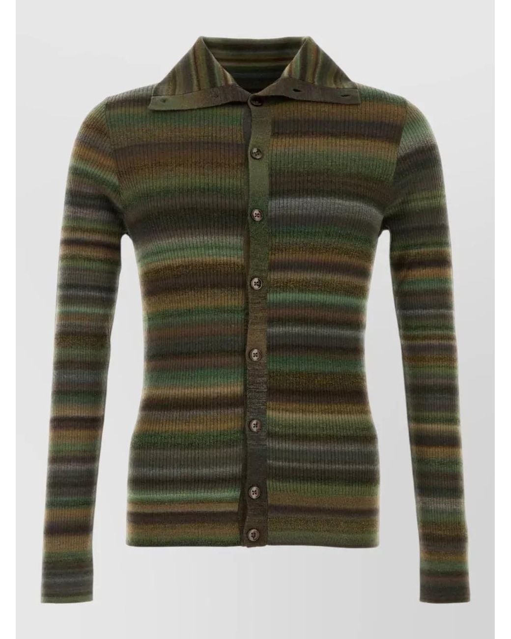 Dolce & Gabbana Green Wool Blend Embroidered Cardigan for men