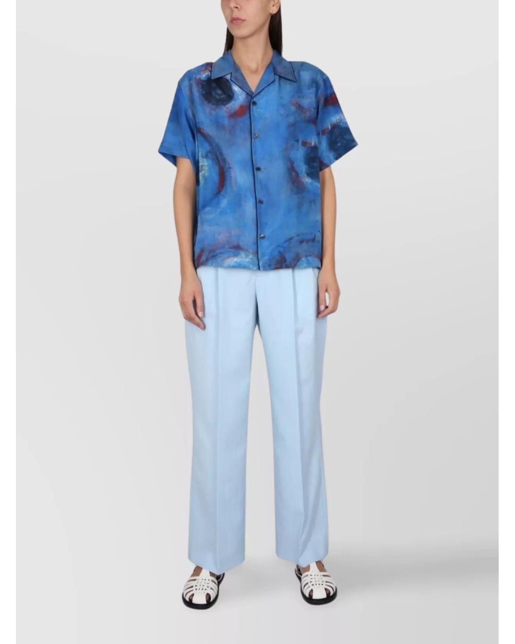 Marni Blue Virgin Wool Tailored Trousers