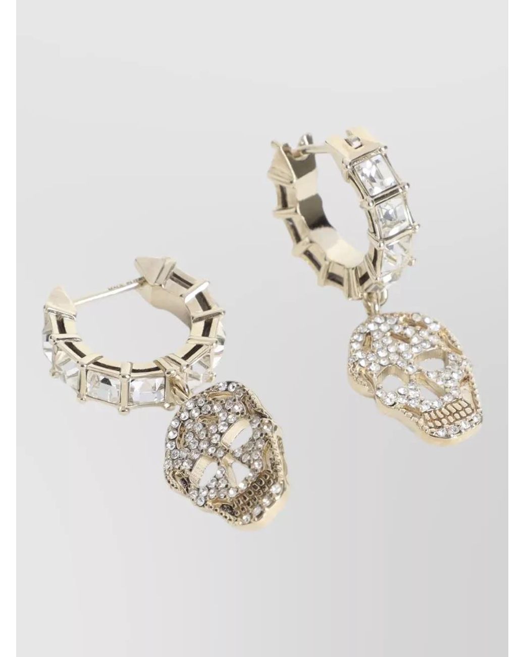 McQueen White Crystal-Embellished Hoop Earrings