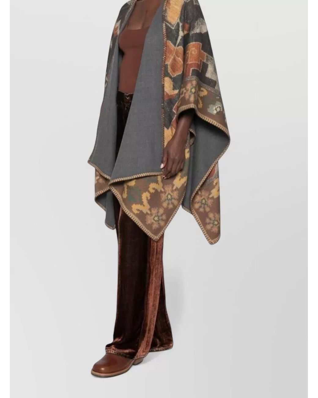 Pierre Louis Mascia Multicolor Wool Draped Asymmetric Poncho for men