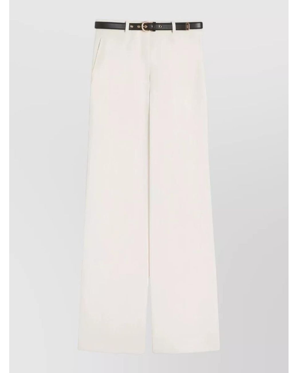 Max Mara White Wide-Leg Mid-Rise Trousers