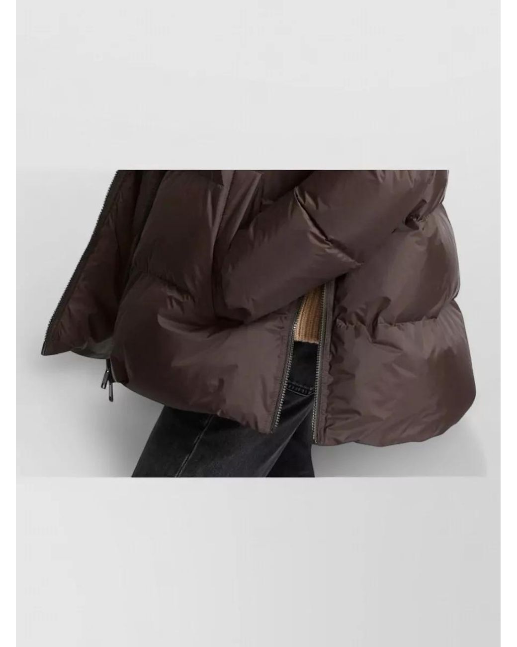 Yves Salomon Brown Down A-Line Hooded Coat With Shearling Collar