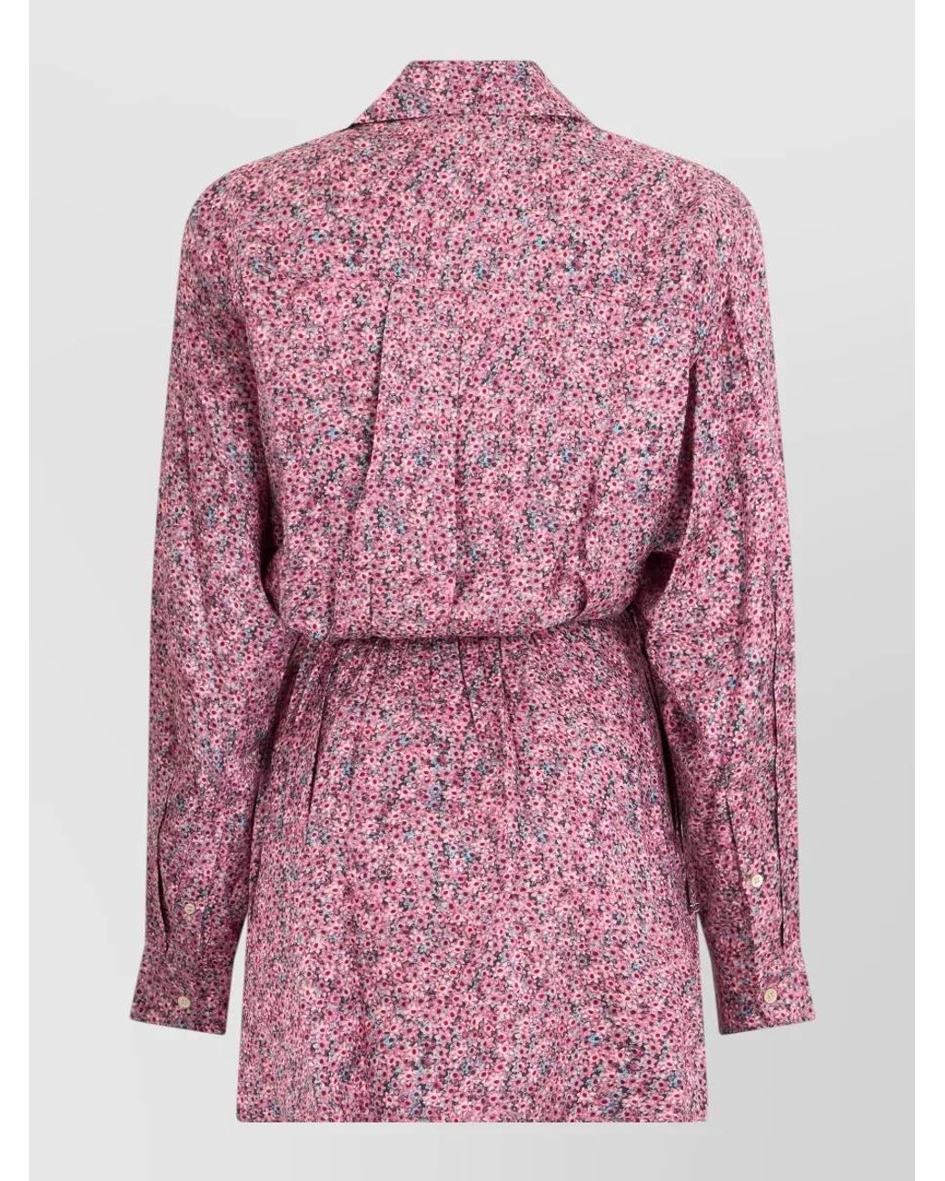 Isabel Marant Pink Silk Floral-Print Long-Sleeve Blouse