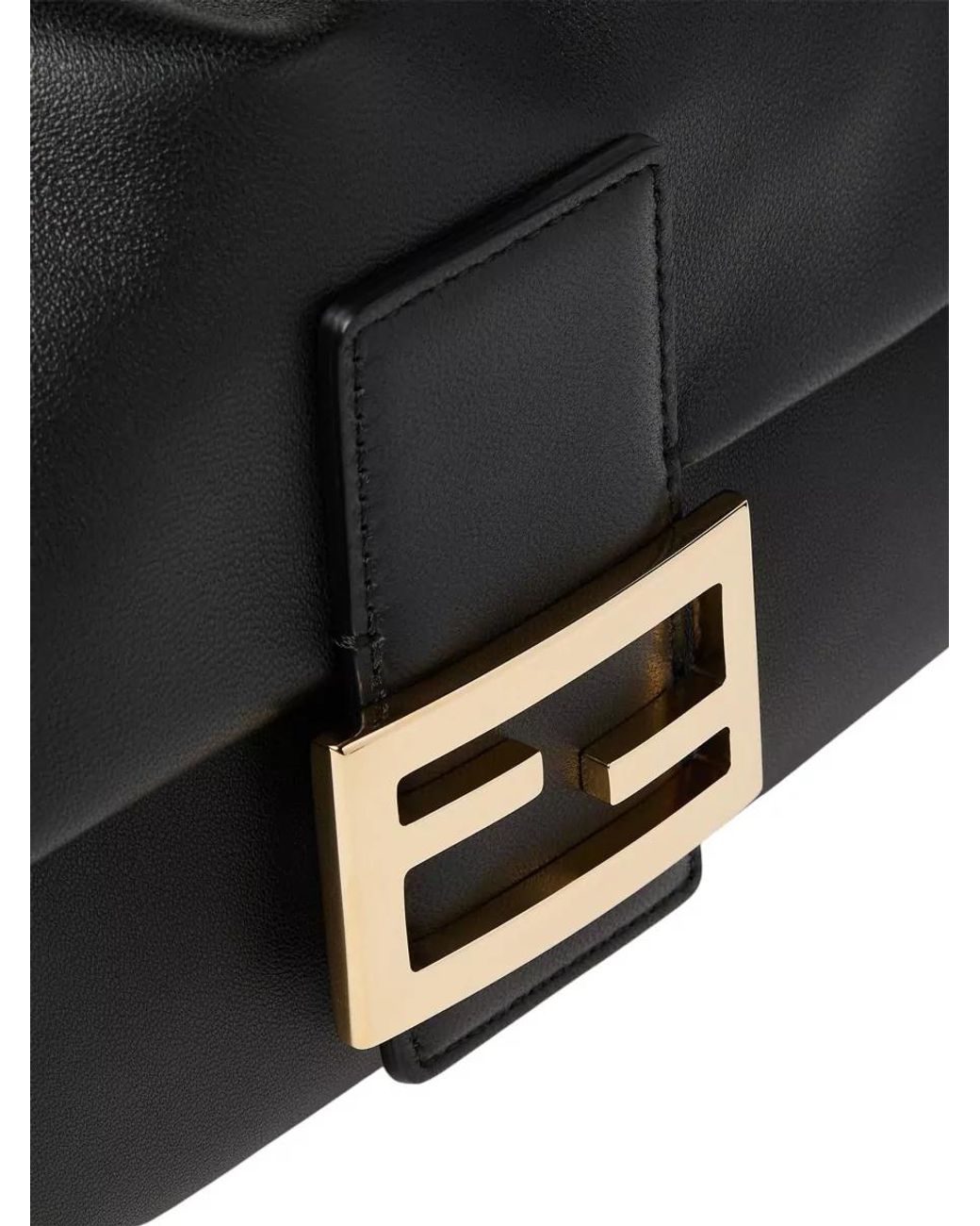 Fendi Black Baguette Medium Leather Clutch Bag