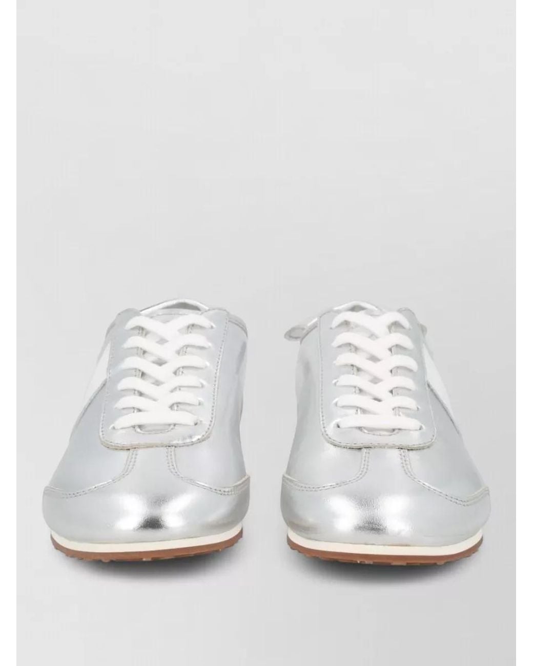MARINE SERRE White Metallic Leather Low-Top Sneakers