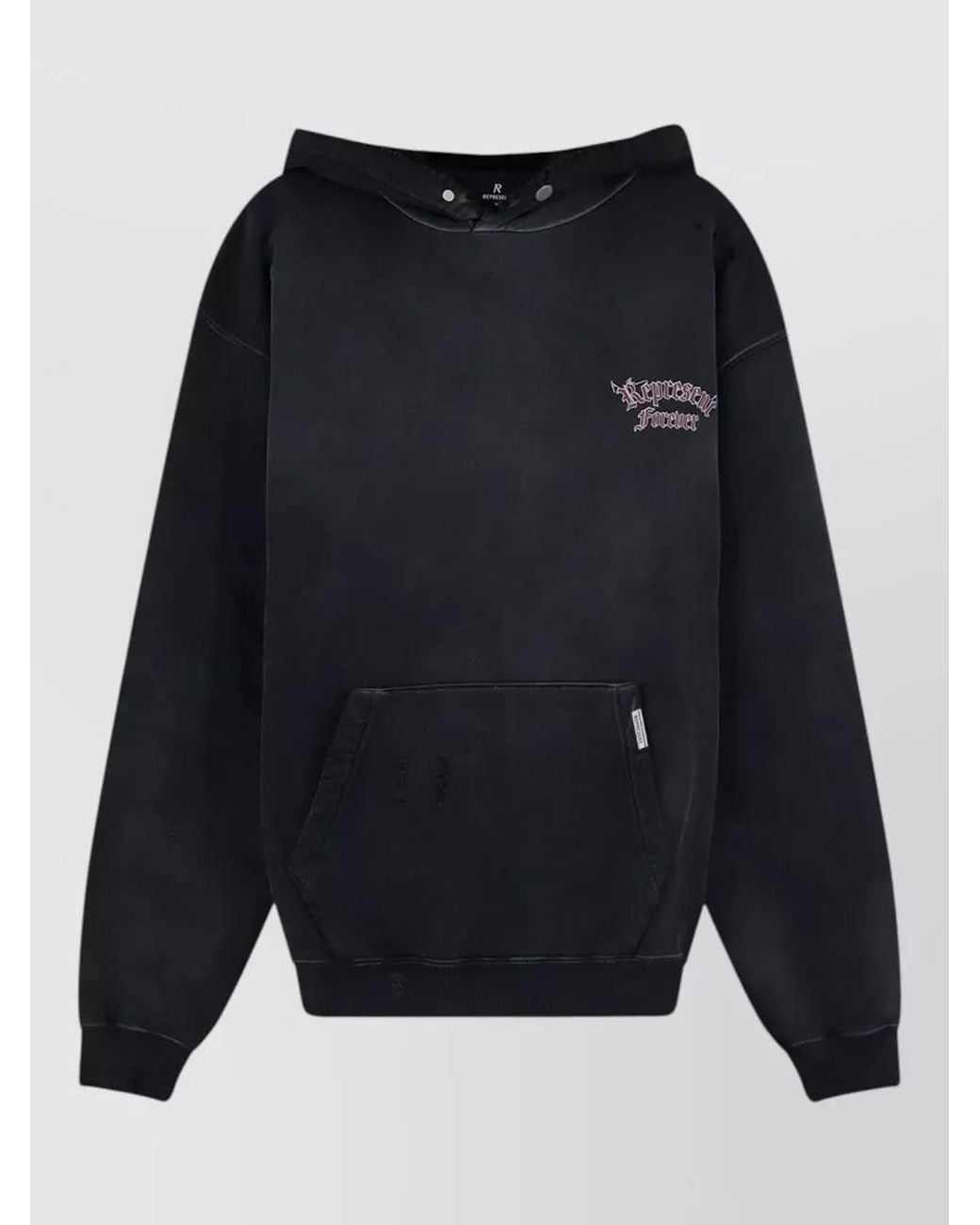 Represent Blue Cotton Hooded Printed Sweatshirt for men