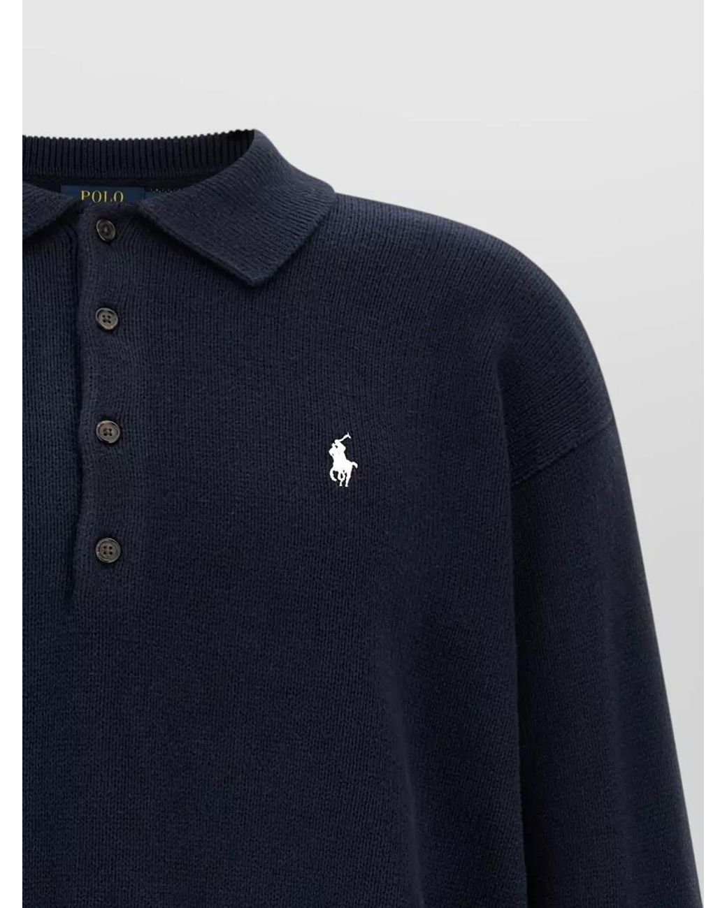 Polo Ralph Lauren Blue Cotton Long-Sleeve Polo Sweater for men