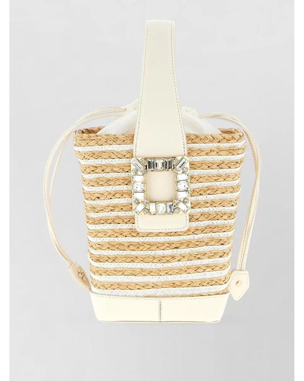 Roger Vivier Natural Raffia Mini Bucket Bag