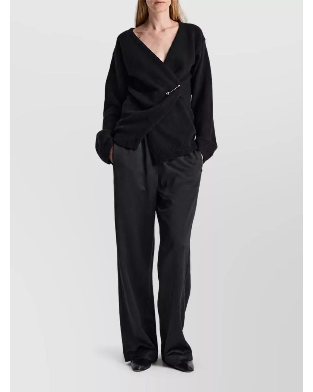 Rohe Black Cashmere Wool Off-Shoulder Relaxed-Fit Cardigan