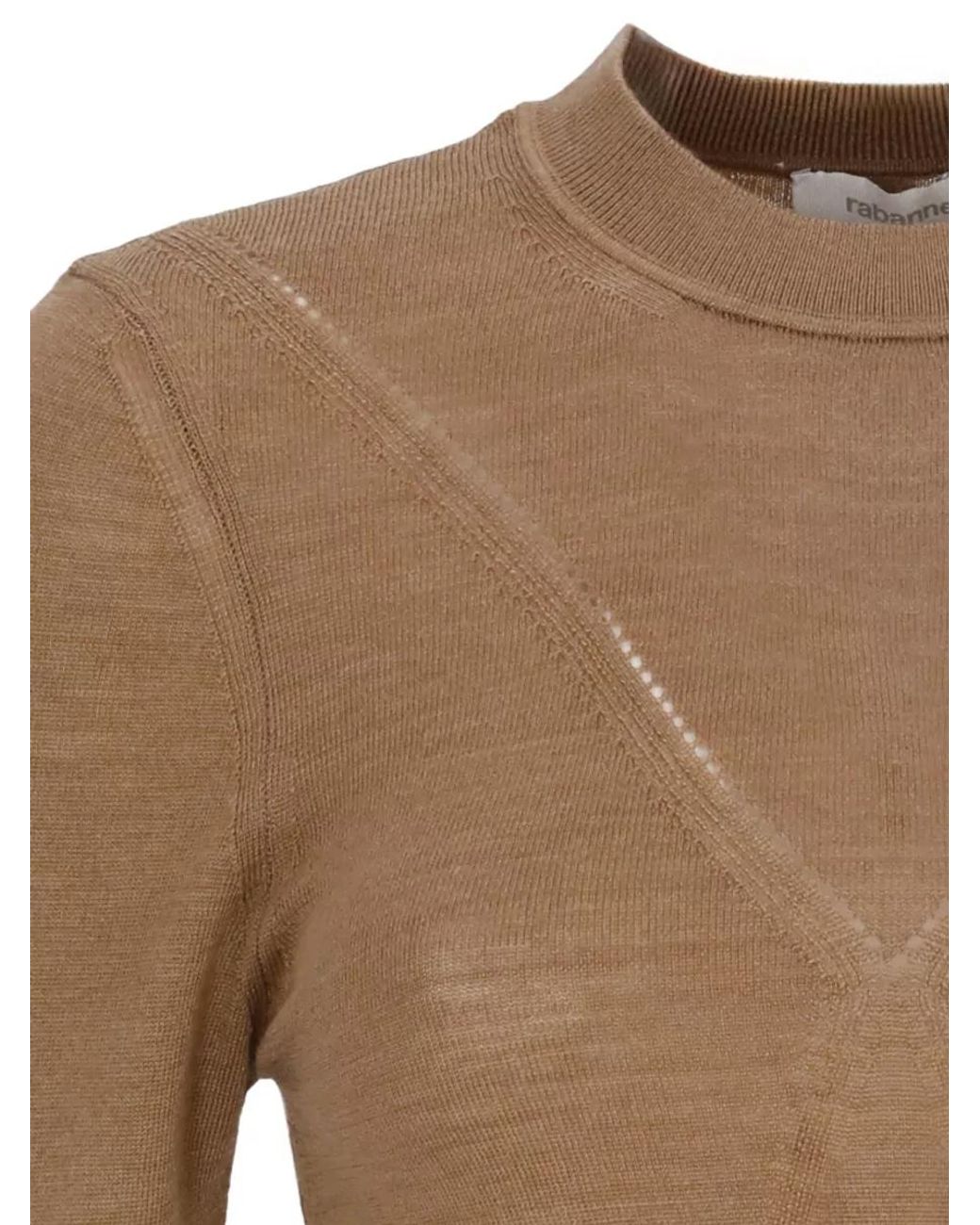Rabanne Brown Ribbed Crewneck Sweater