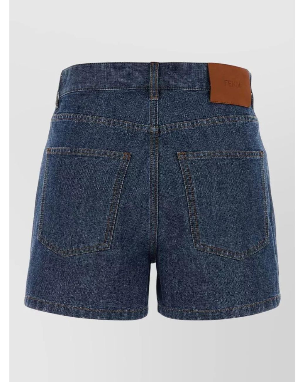 Fendi Blue Denim High-Rise Flared Tailored Shorts