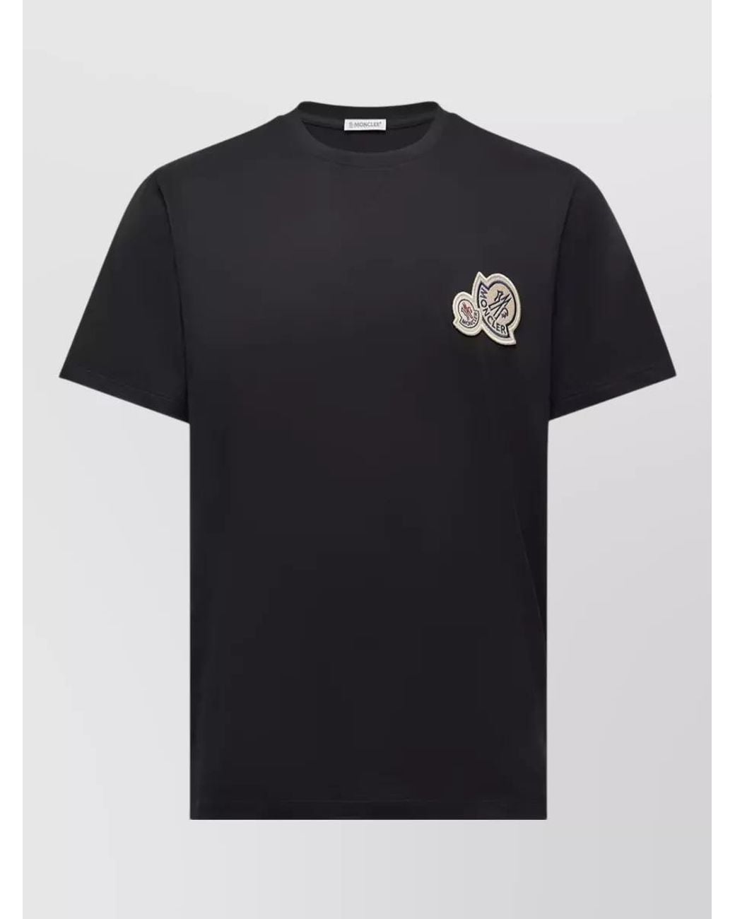 Moncler Black Cotton Logo Patch T-Shirt for men