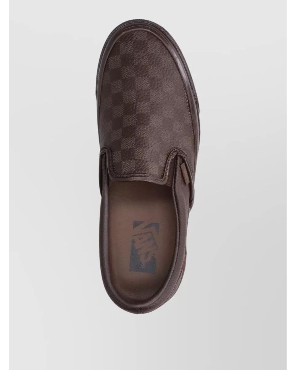 Vans Brown Leather Checkerboard Slip-On Sneakers