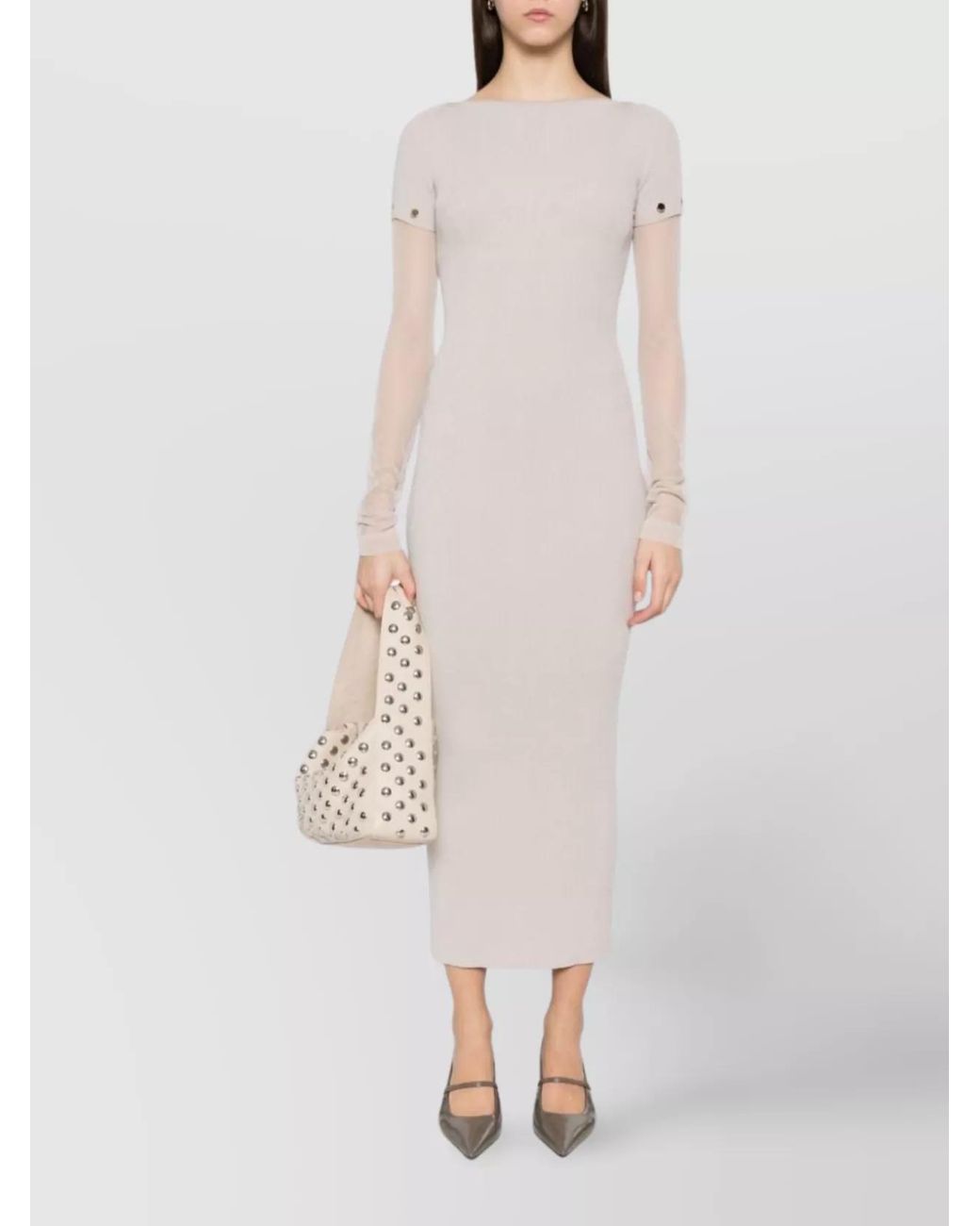 Sportmax Pink Knitted Boat Neck Short Sleeve Midi Dress