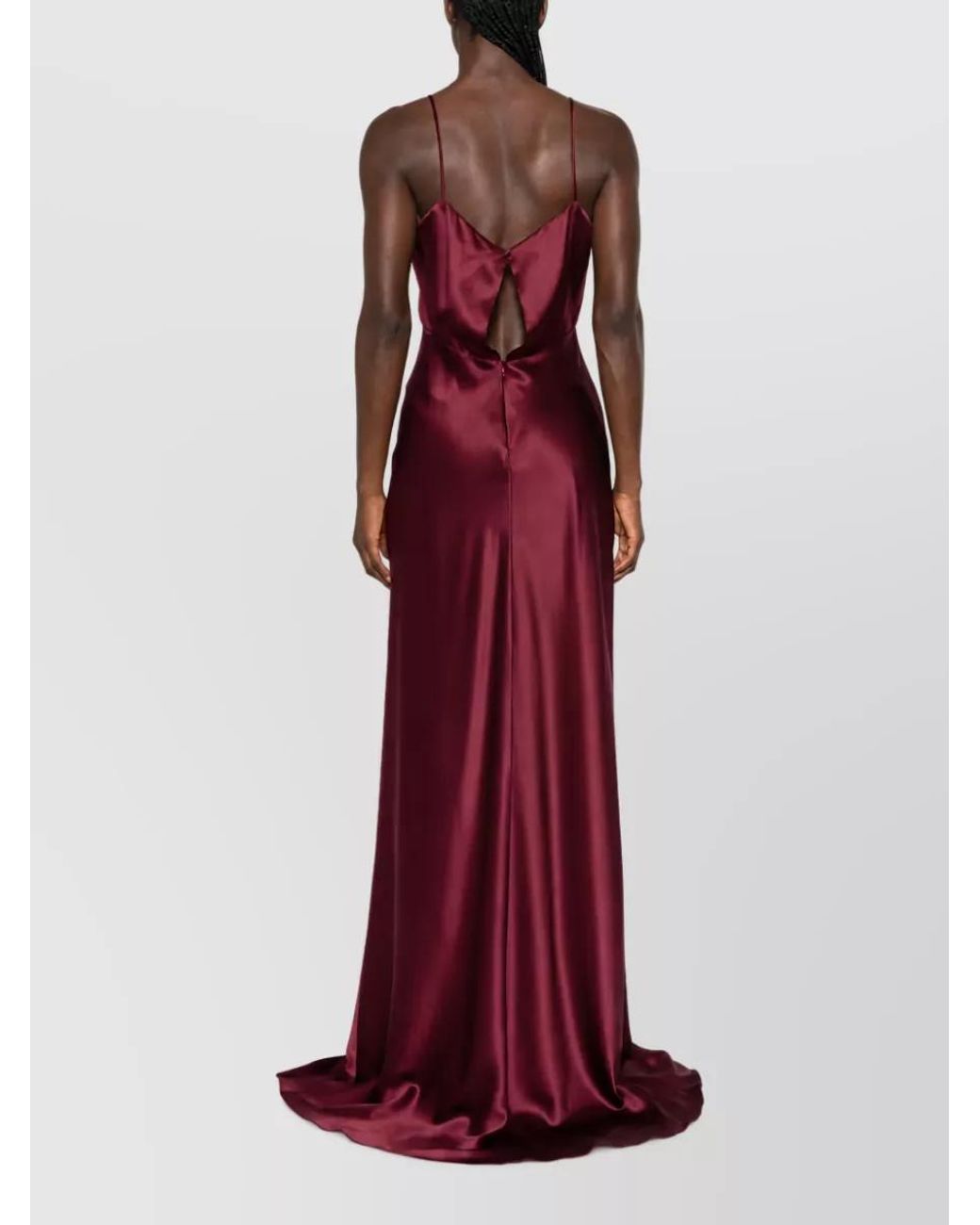 Max Mara Red Silk Satin Sleeveless V-Neck Maxi Dress