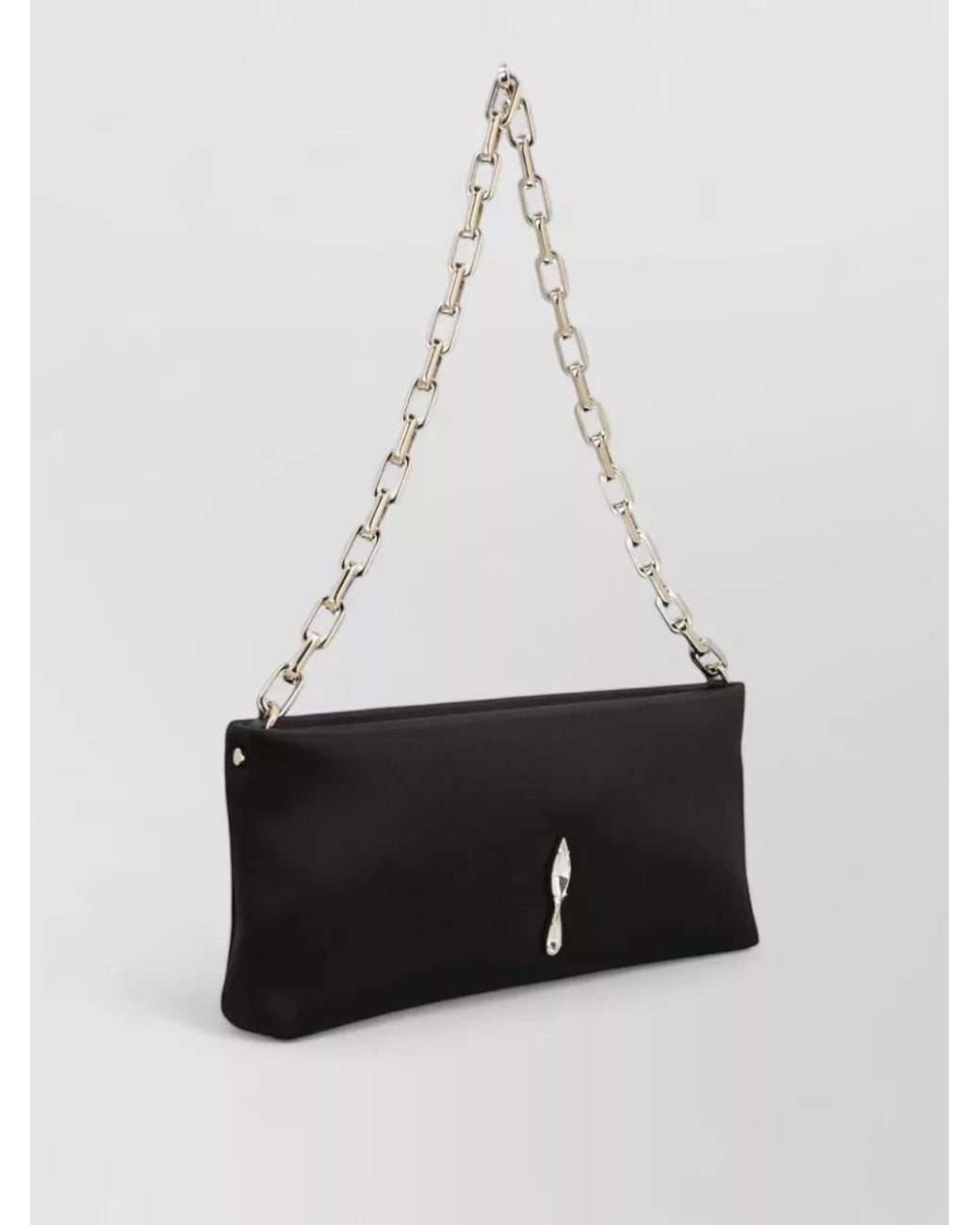 Christian Louboutin White Satin Crystal-Embellished Clutch Bag