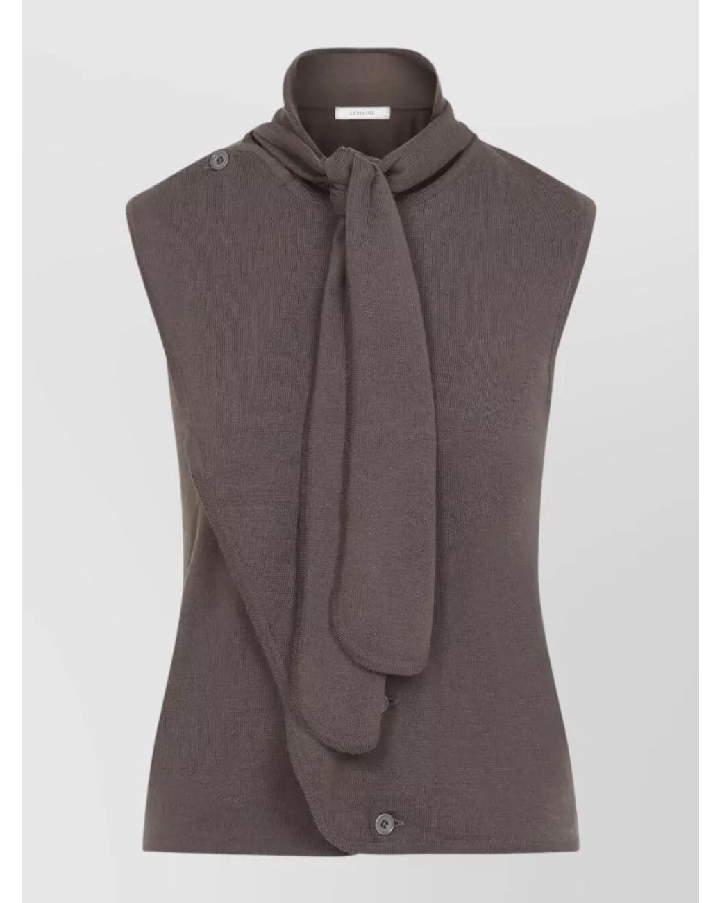 Lemaire Brown Asymmetric Sleeveless Fine-Knit Vest