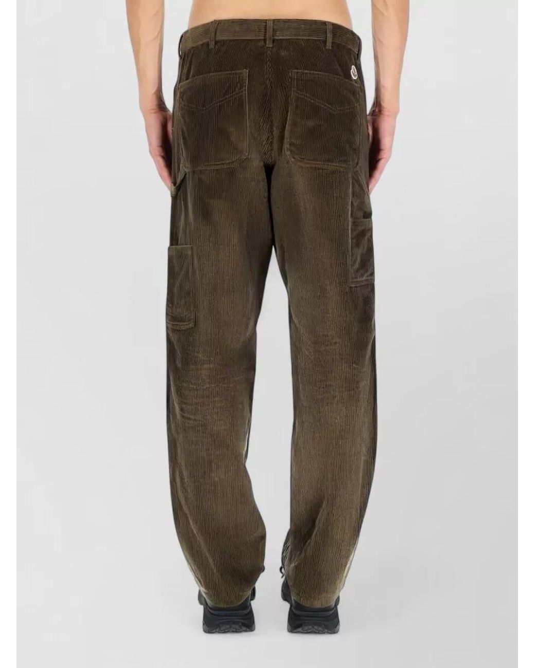 Moncler Brown Ribbed Loose Fit Trousers for men