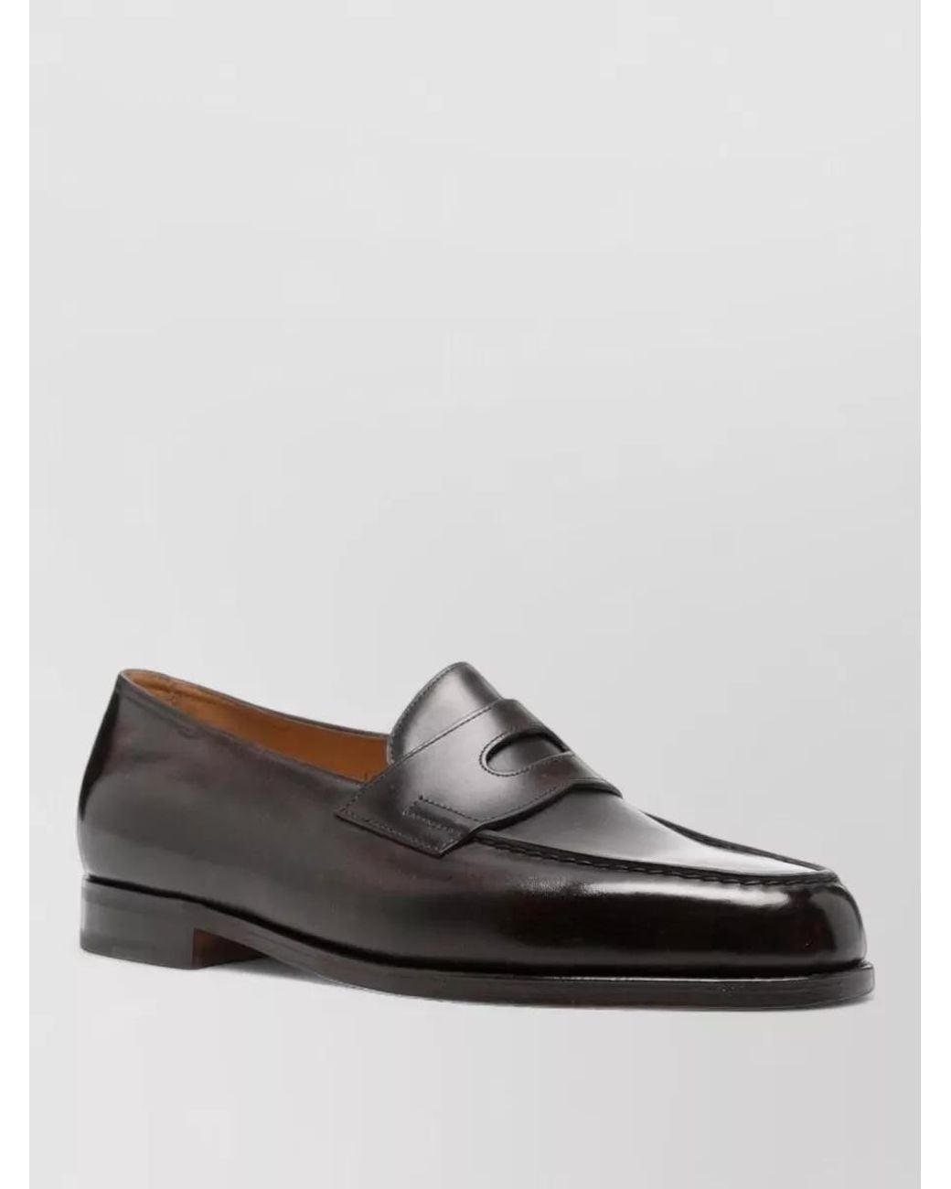 John Lobb Gray Leather Penny Loafers for men