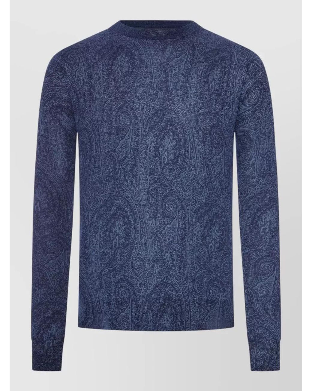 Etro Blue Knitted Crew-Neck T-Shirt for men