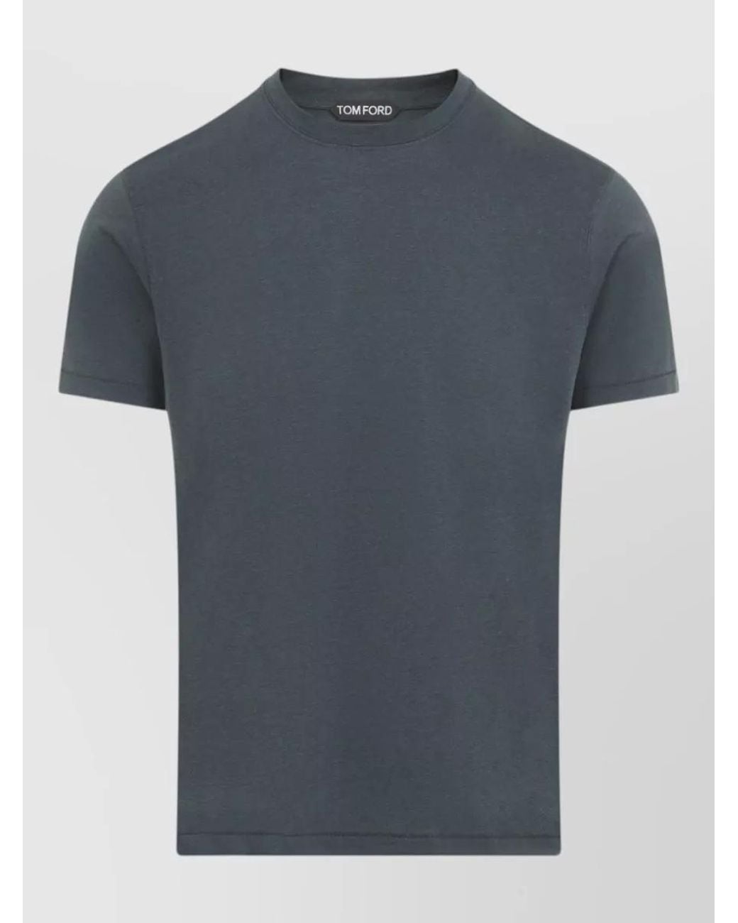 Tom Ford Blue Lyocell Cotton Jersey Crew Neck Short Sleeve T-Shirt for men