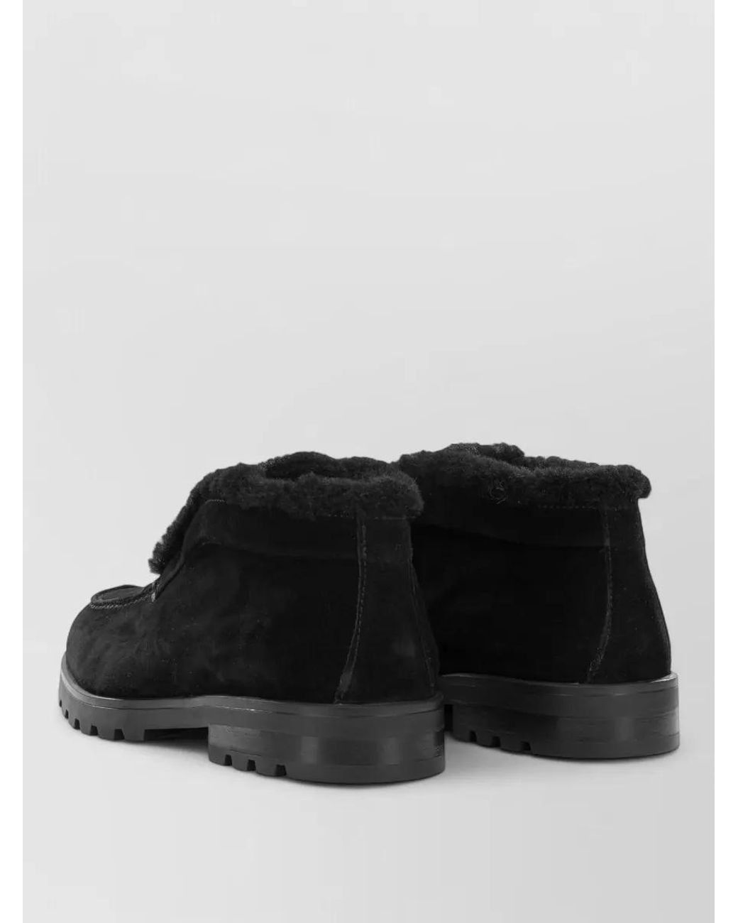 Santoni Black Suede Leather Desert Loafers