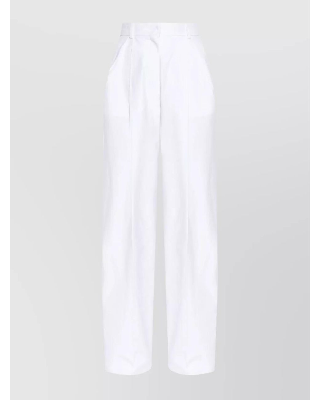 Sportmax White Cotton Wide-Leg Trousers