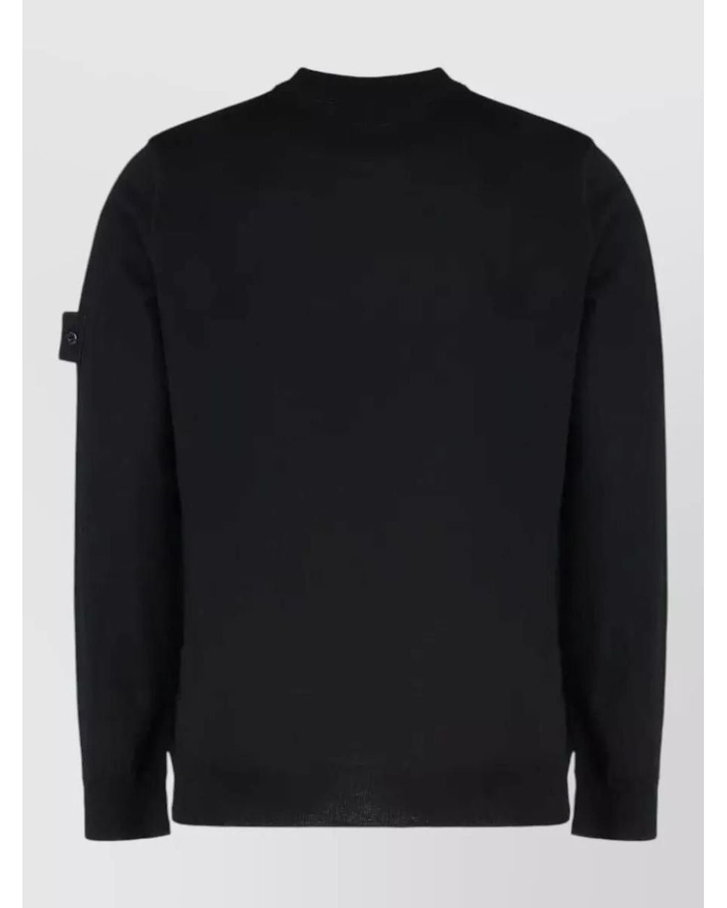 Stone Island Black Virgin Wool Fine-Knit Regular-Fit Crew-Neck Sweater for men