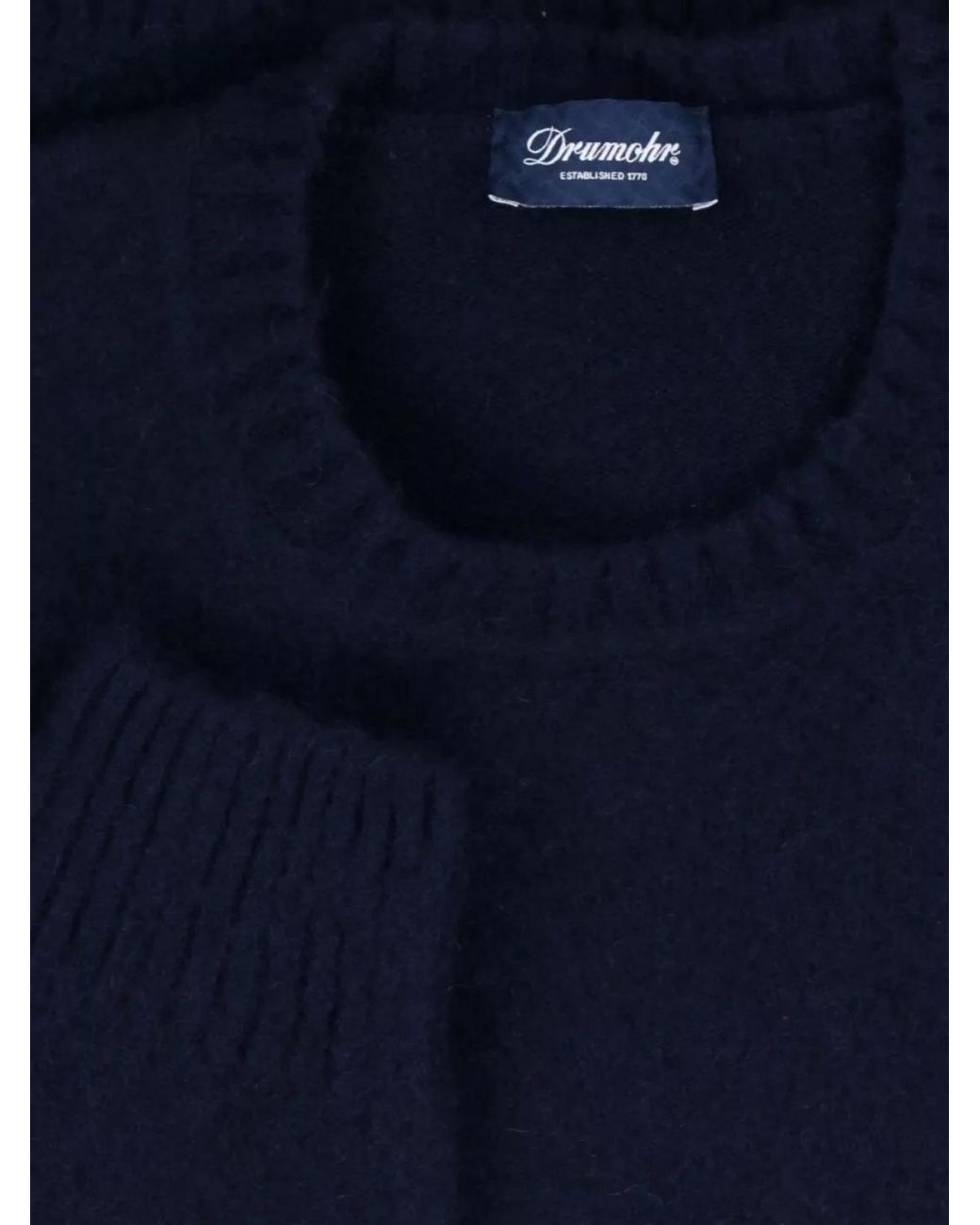Drumohr Blue Cashmere Crewneck Jumper for men