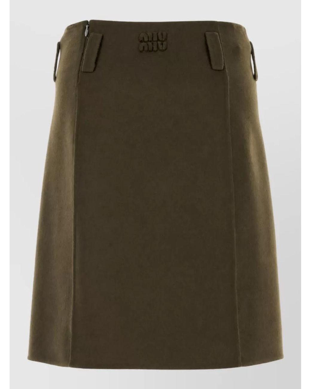 Miu Miu Green Cashmere Virgin Wool High-Rise Skirt