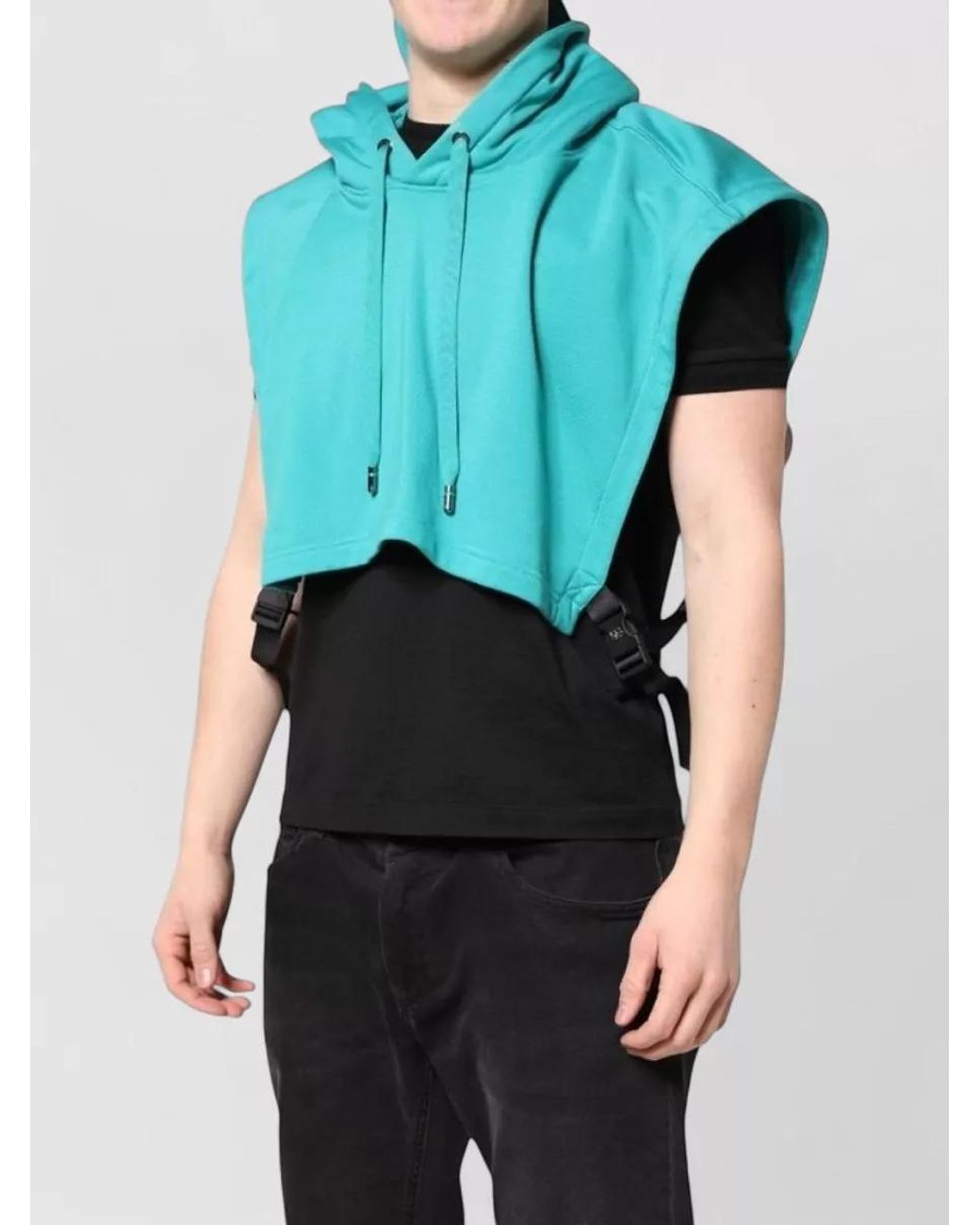 Dolce & Gabbana Blue Cotton Short-Sleeve Hooded Jacket for men