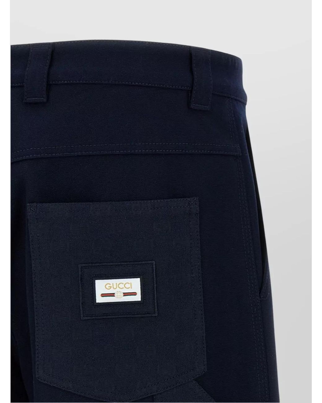 Gucci Blue Cotton Wide-Leg Trousers for men