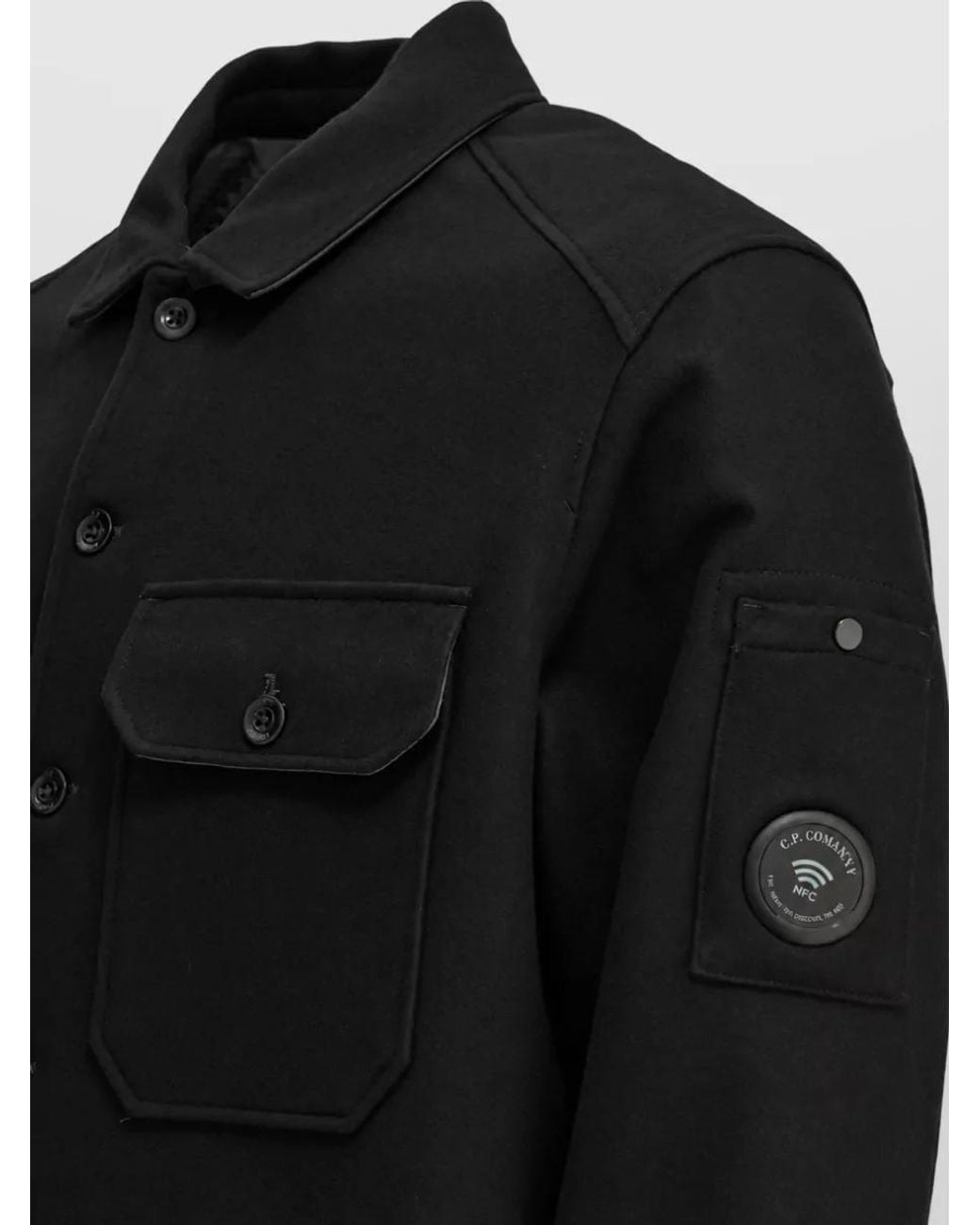 C P Company Black Wool Overshirt Jacket for men