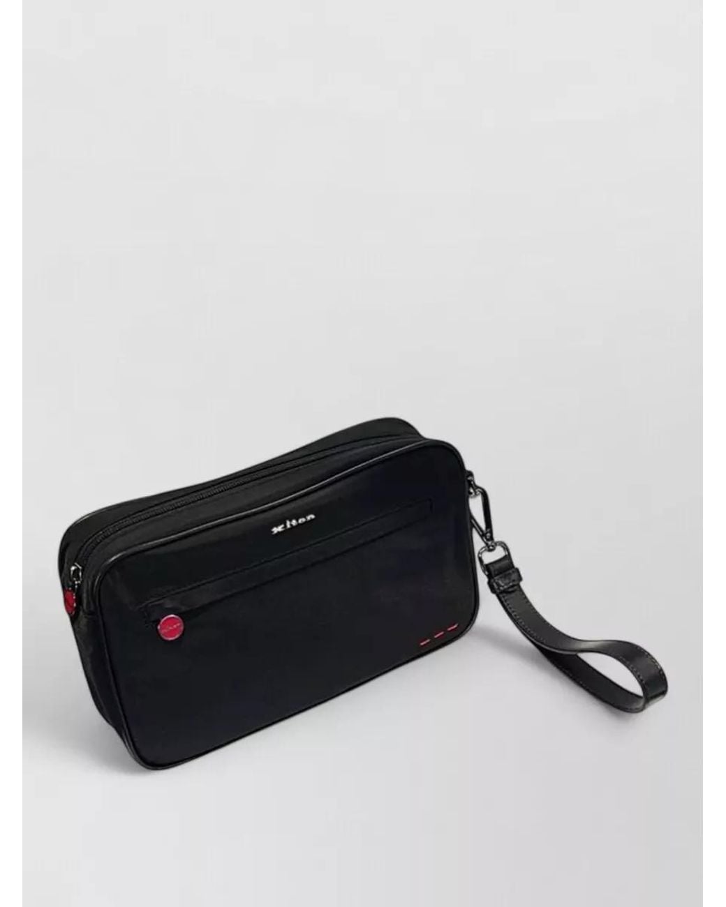 Kiton Black Leather Clutch Bag for men