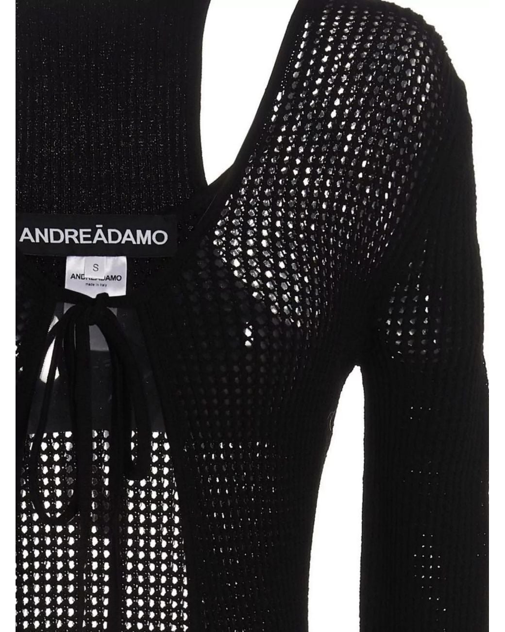 ANDREADAMO Black Openwork Long Knitted Dress