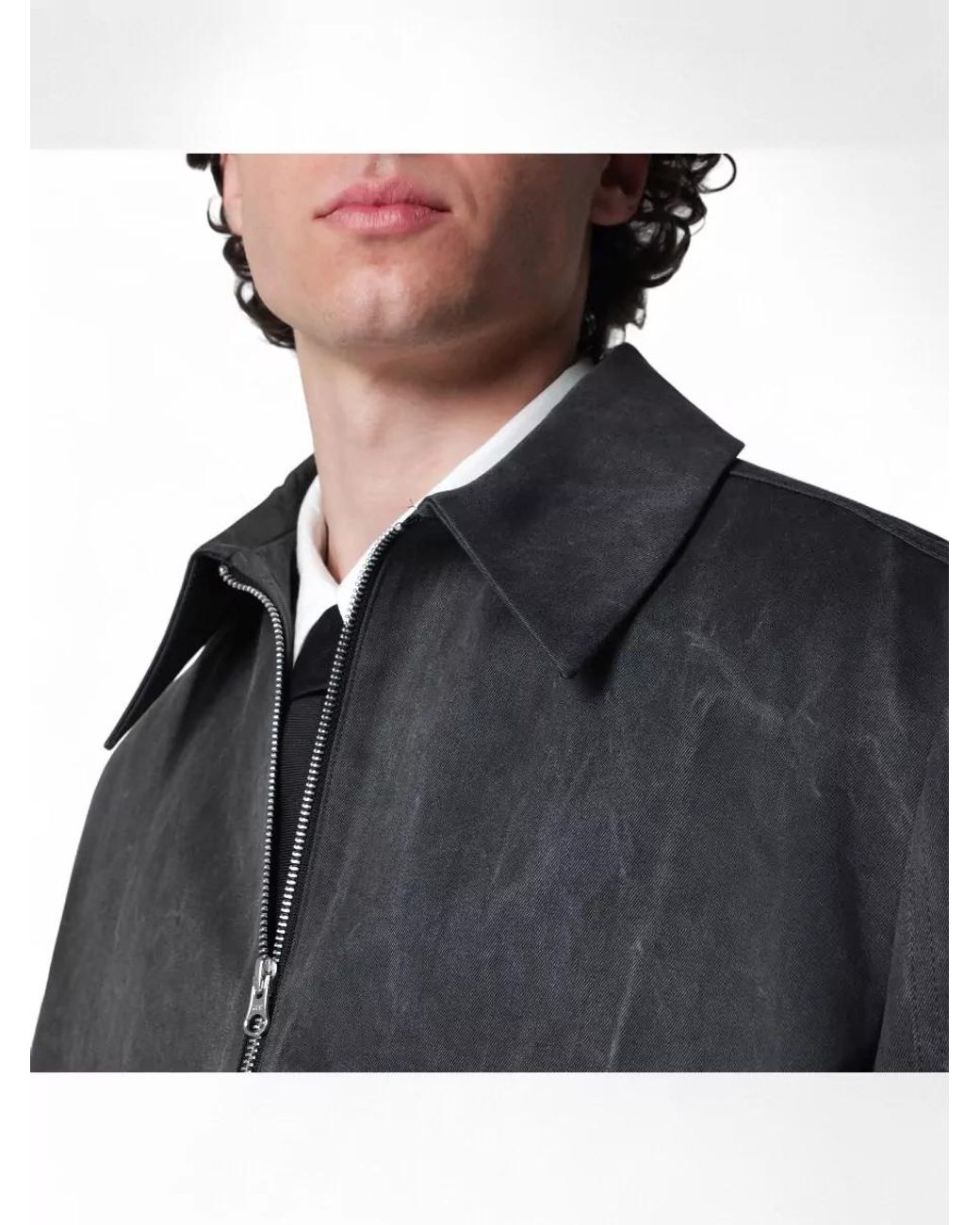 Séfr Black Cotton Zip-Up Jacket for men