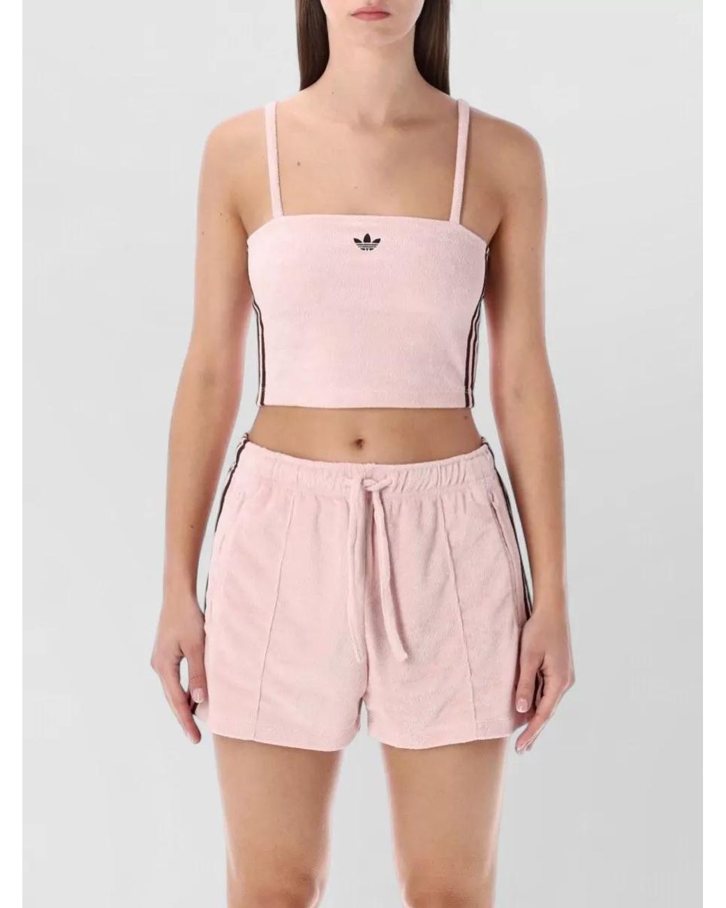 Adidas Originals Pink Terry Cropped Bandeau Top