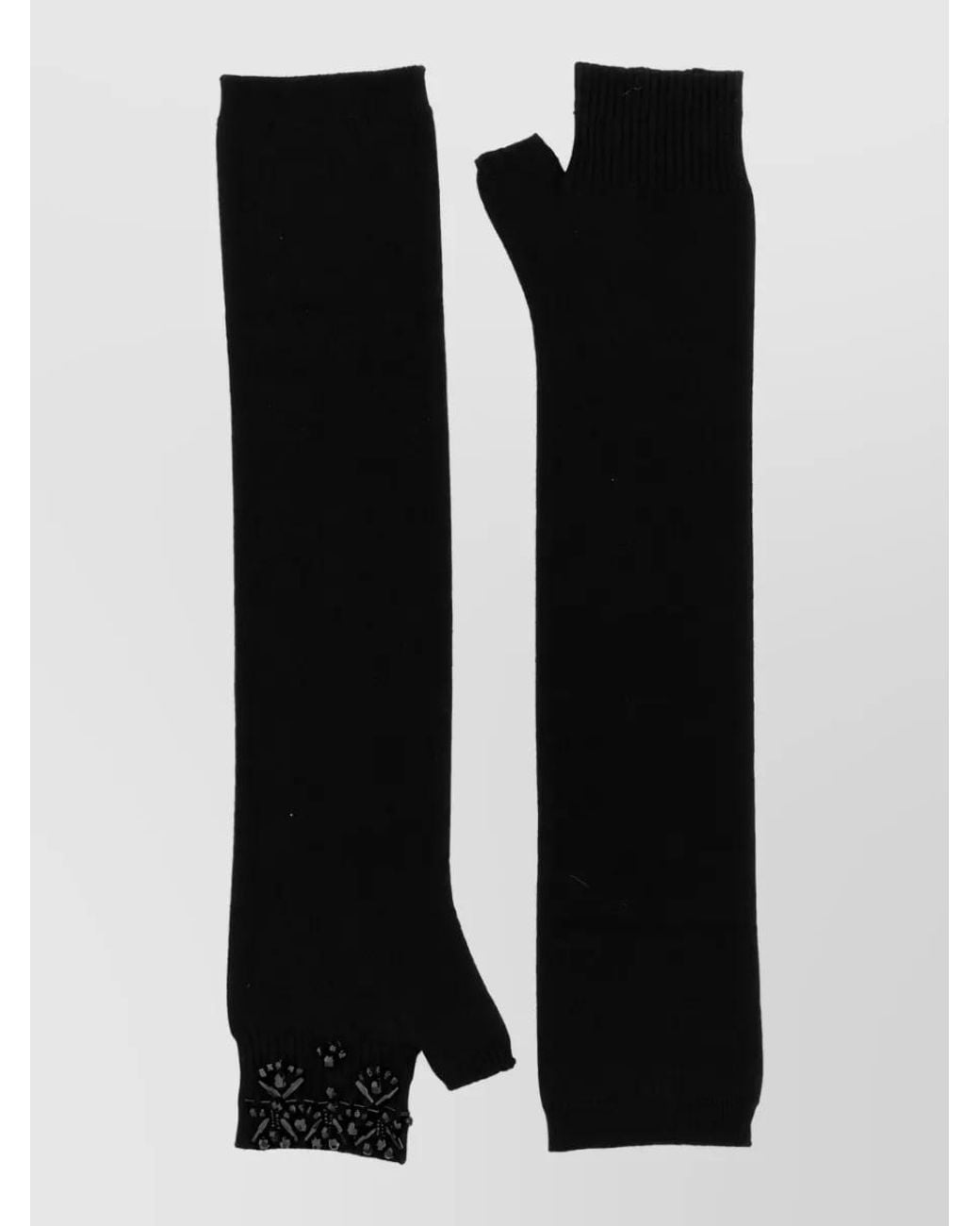 P.A.R.O.S.H. Black Cashmere-Blend Beaded Fingerless Gloves