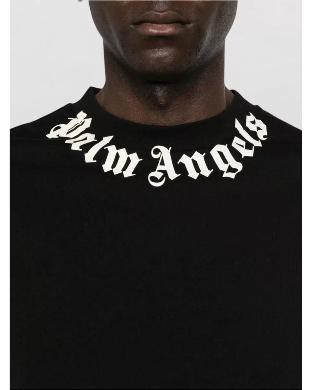 Palm Angels Black Cotton Logo Crewneck T-Shirt for men