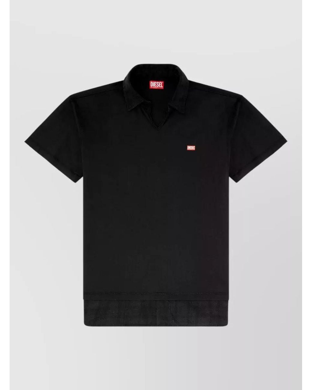 DIESEL Black Jersey Polo Shirt Regular Fit Check Flannel for men