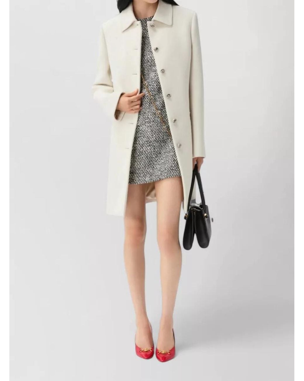 Versace Natural Wool Single-Breasted Coat