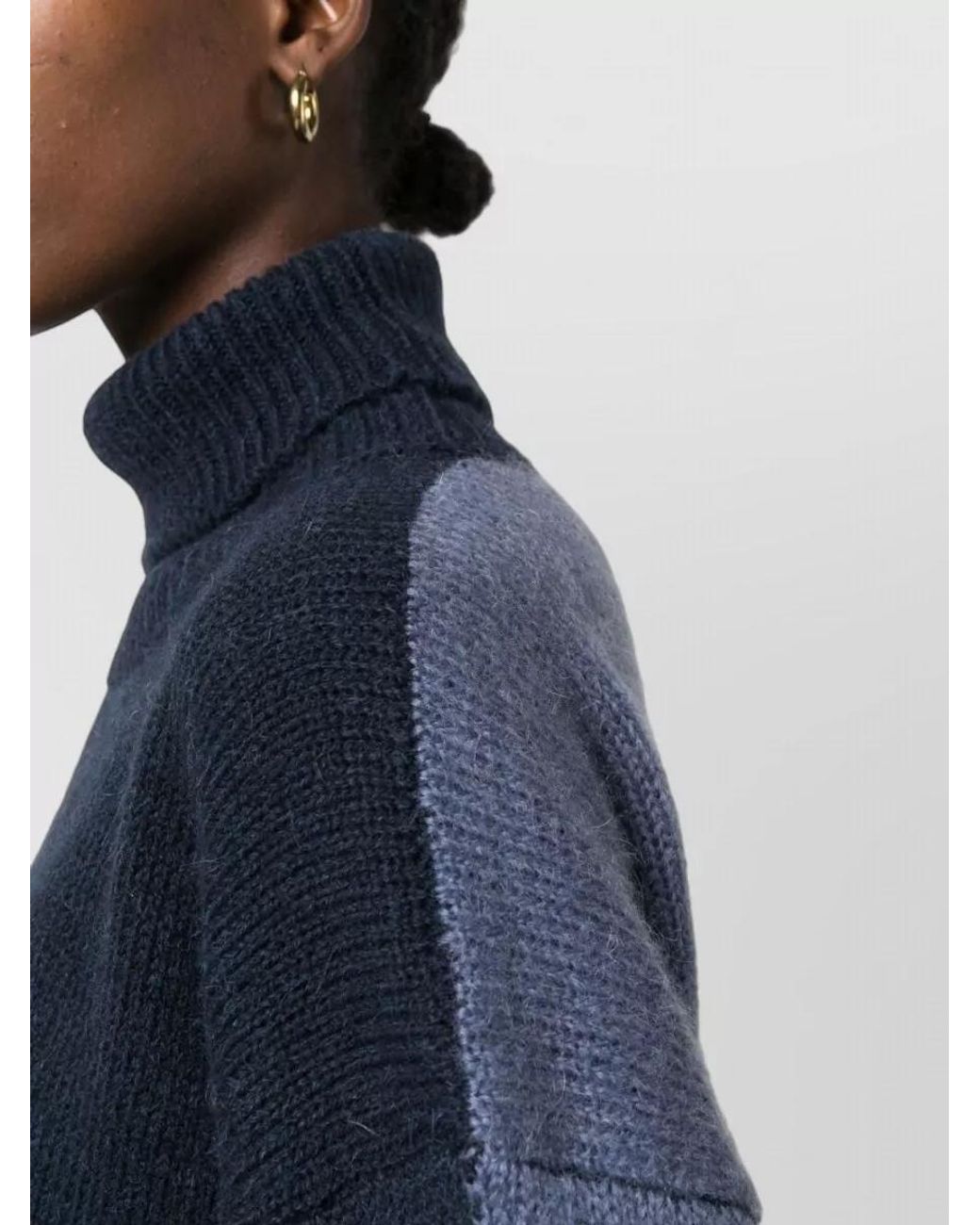 Alysi Blue Two-Tone Turtleneck Jumper